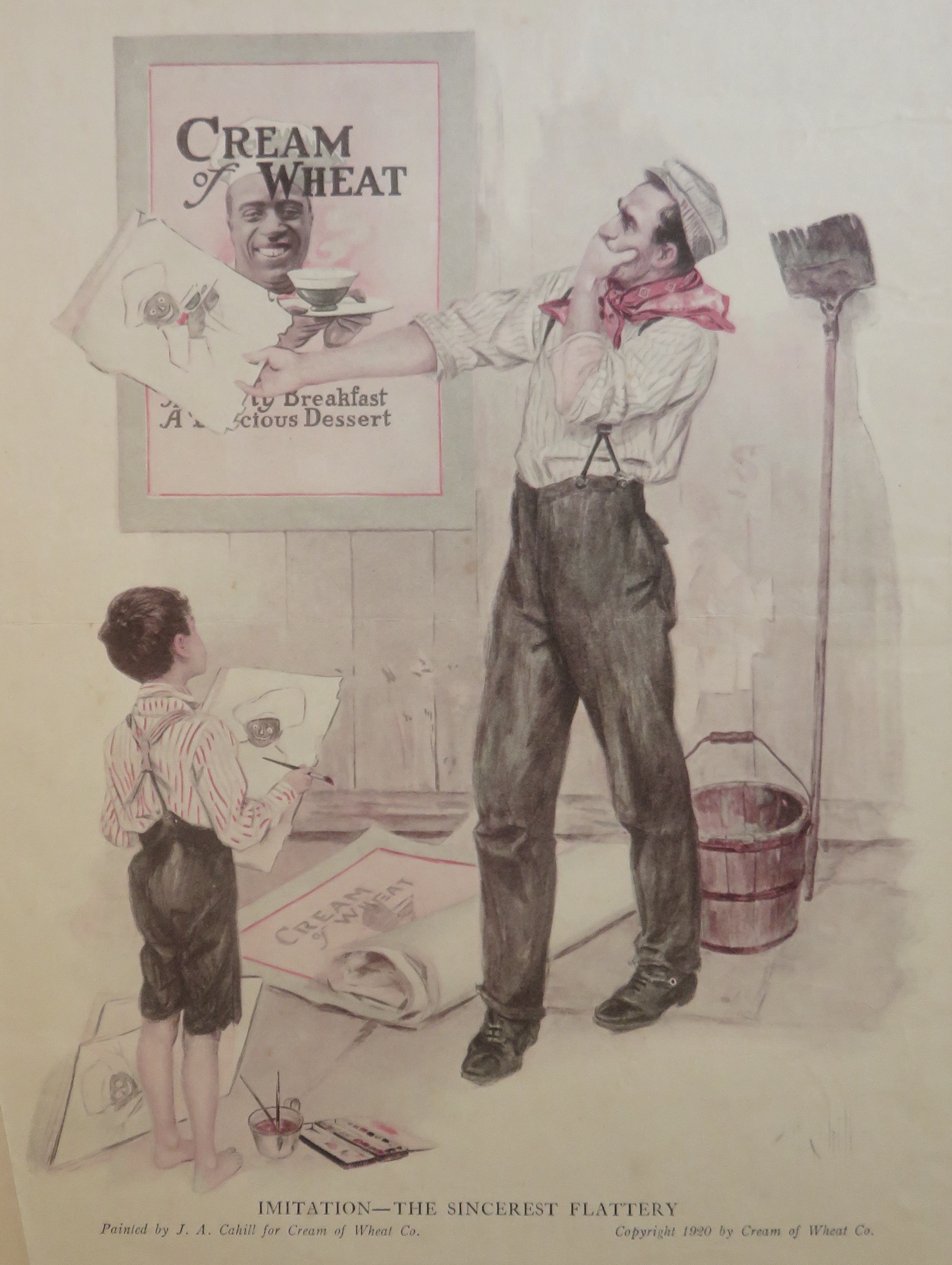 1920 Cream Of Wheat Cereal with Man Trying to Draw