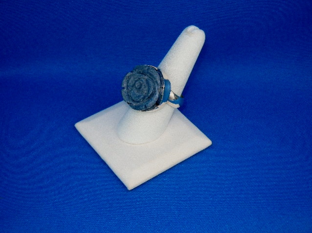 Charles Albert Blue Carved Coral Sterling Silver Ring
