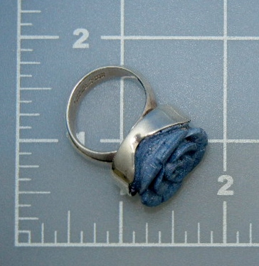 Charles Albert Blue Carved Coral Sterling Silver Ring