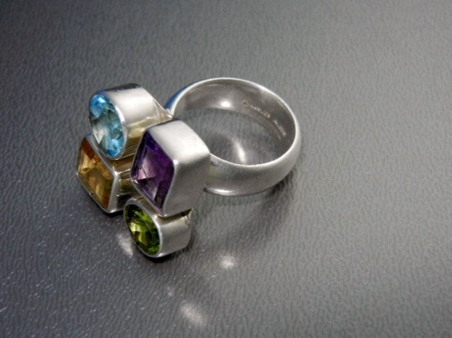 Charles Albert Peridot Citrine Amethyst Sterling Silver