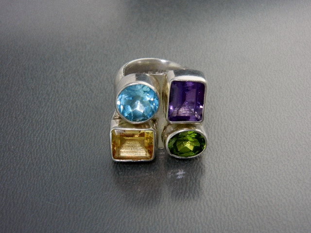 Charles Albert Peridot Citrine Amethyst Sterling Silver