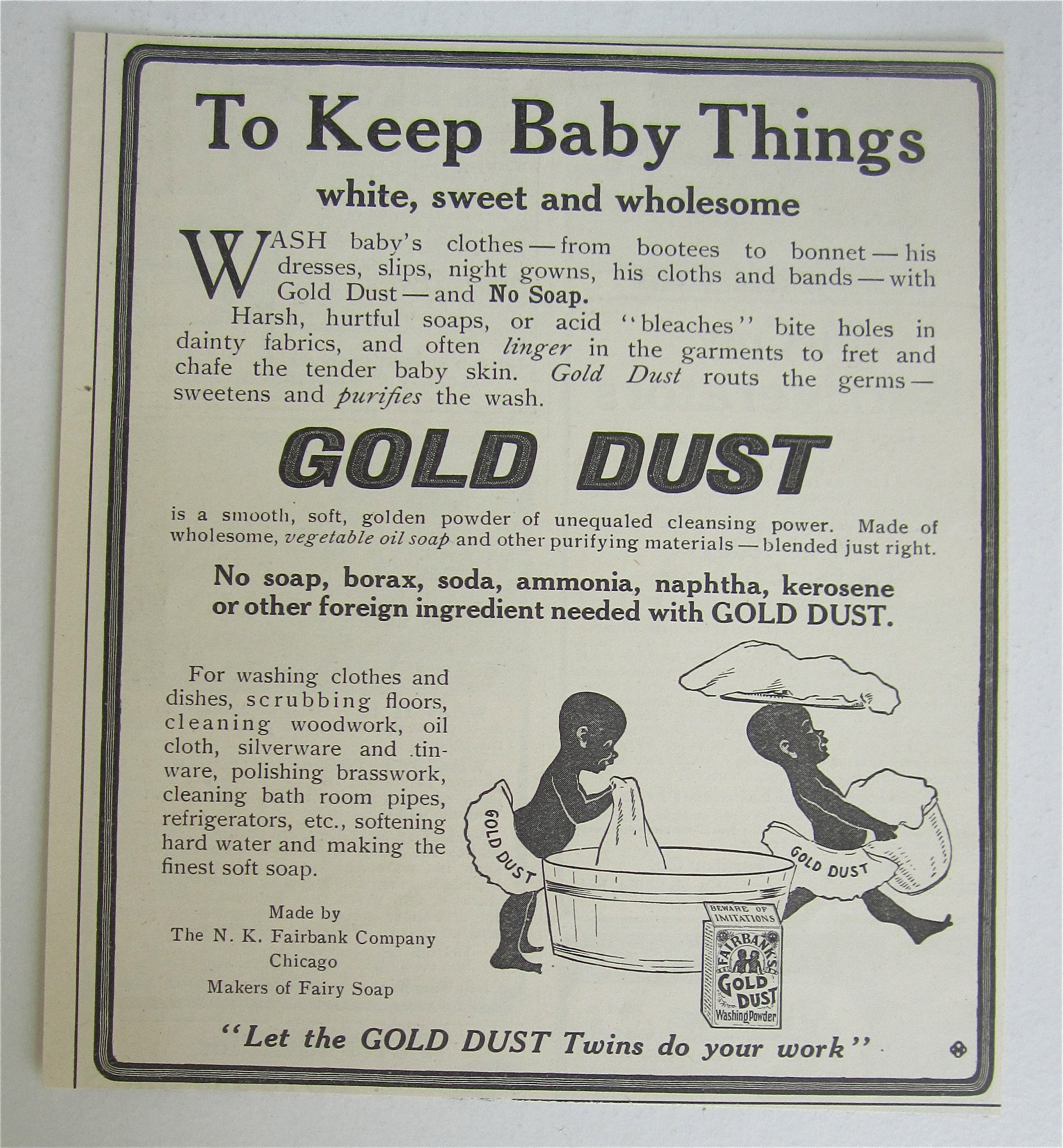 1907 Gold Dust with To Keep Baby Things