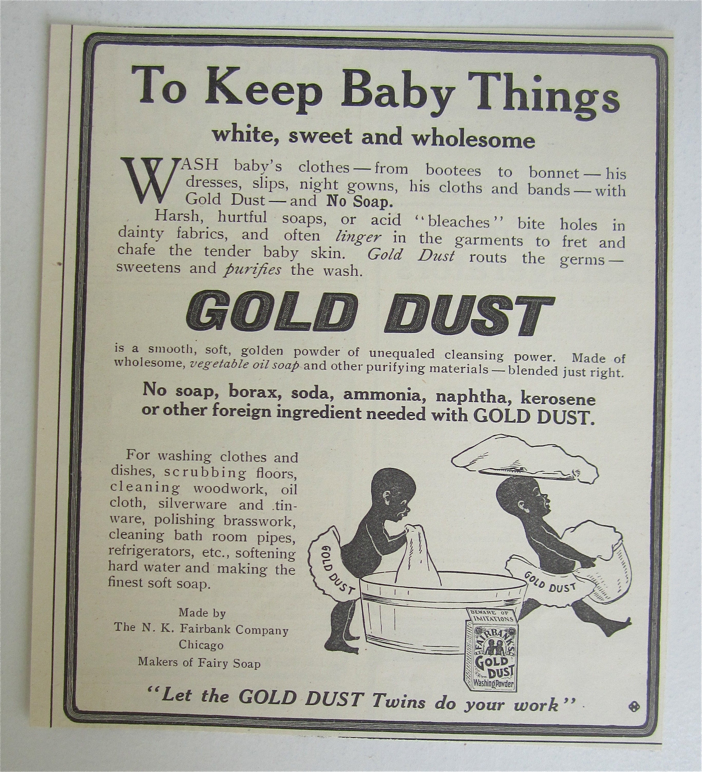 1907 Gold Dust with To Keep Baby Things