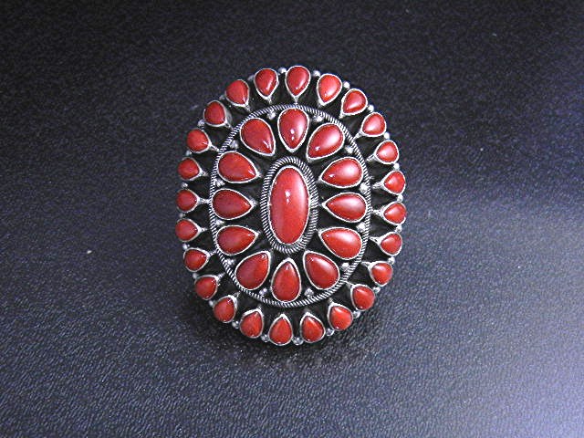 Navajo Mediterranean Coral Sterling Silver Paul Livings