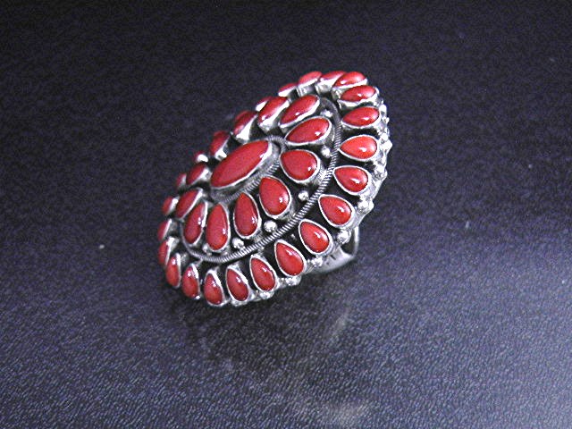 Navajo Mediterranean Coral Sterling Silver Paul Livings