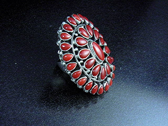Navajo Mediterranean Coral Sterling Silver Paul Livings