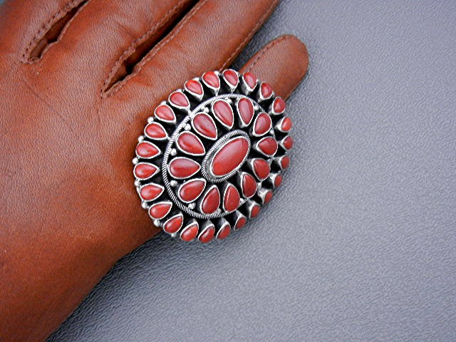 Navajo Mediterranean Coral Sterling Silver Paul Livings