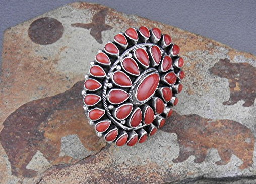 Navajo Mediterranean Coral Sterling Silver Paul Livings