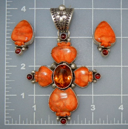David Troutman Apple Coral Sterling Silver Clip Earring