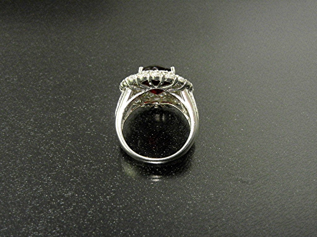 Ruby 7 Ct and White Sapphires Sterling Silver Ring
