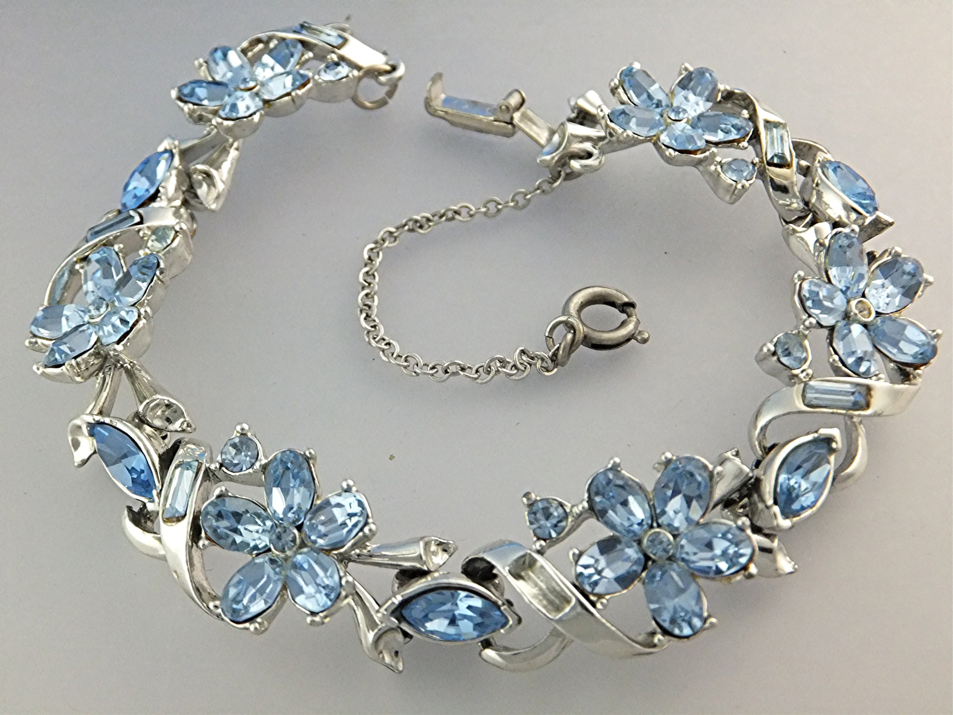 Bracelet Rhodium Silver Blue Crystals CORO