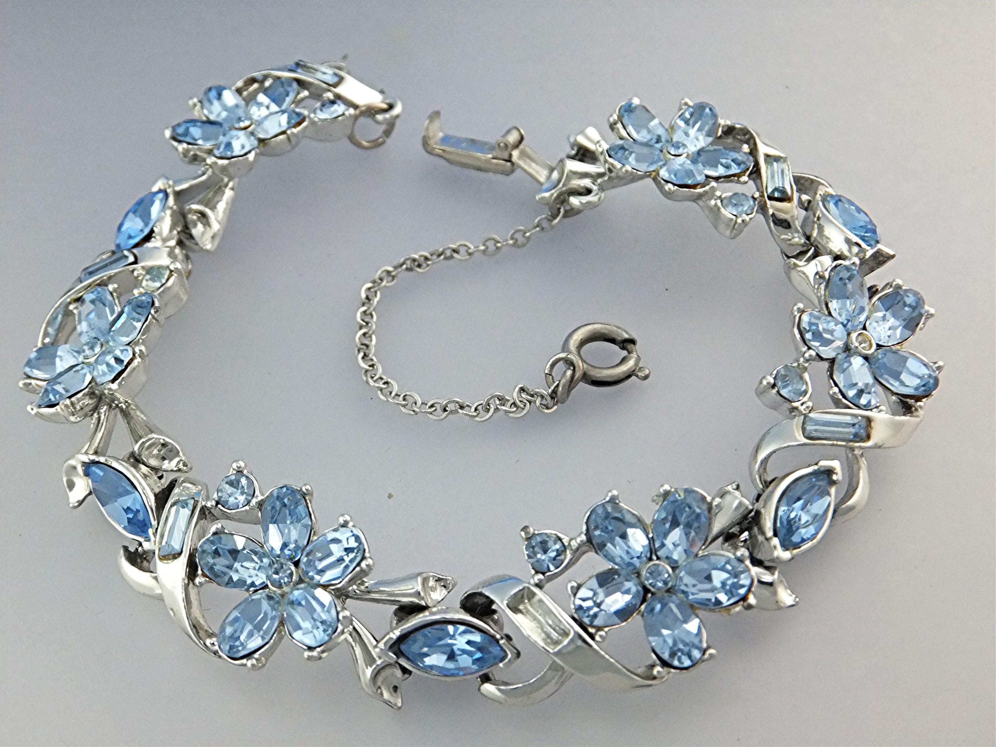 Bracelet Rhodium Silver Blue Crystals CORO