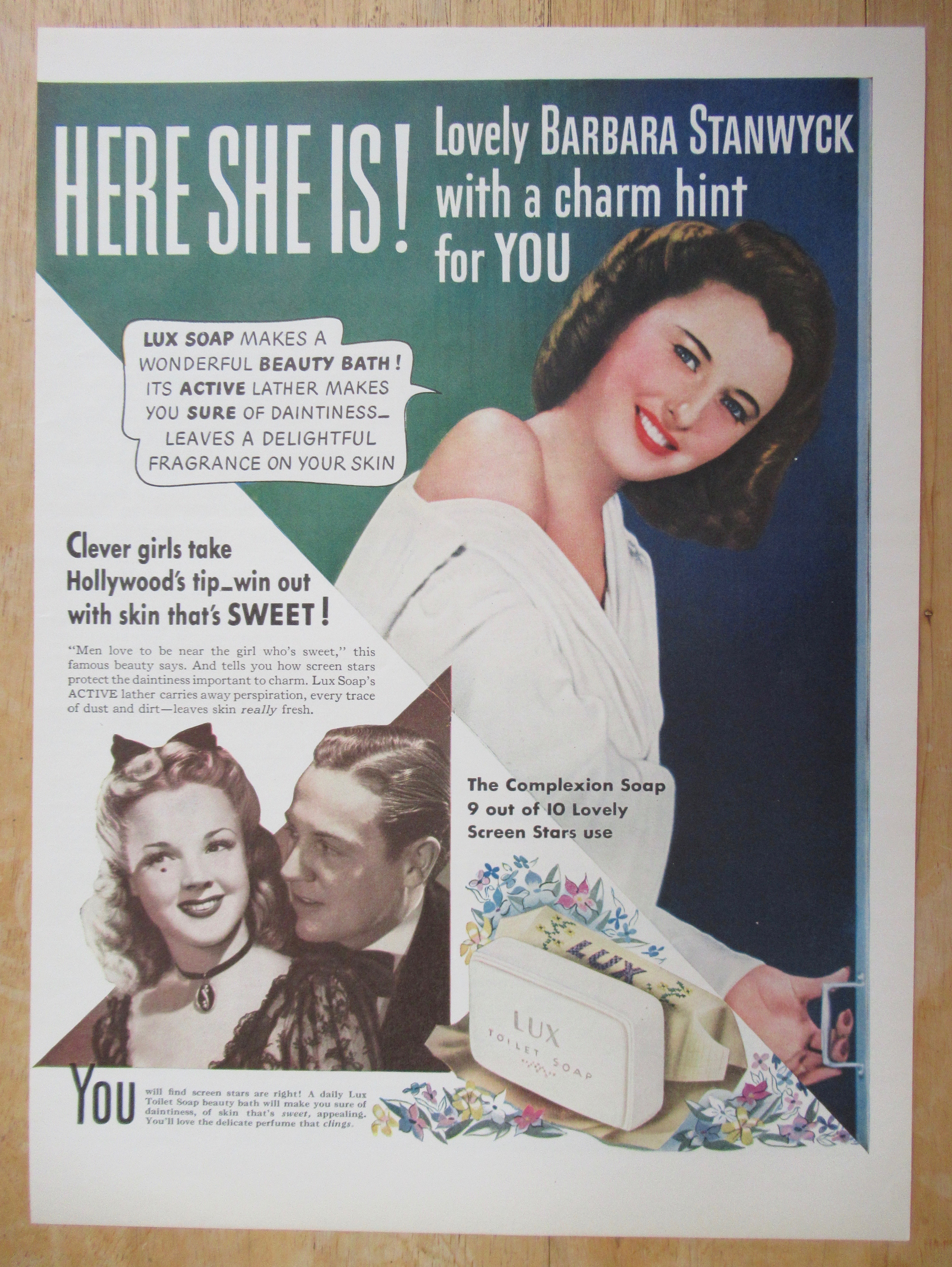 1941 Lux Toilet Soap with Barbara Stanwyck