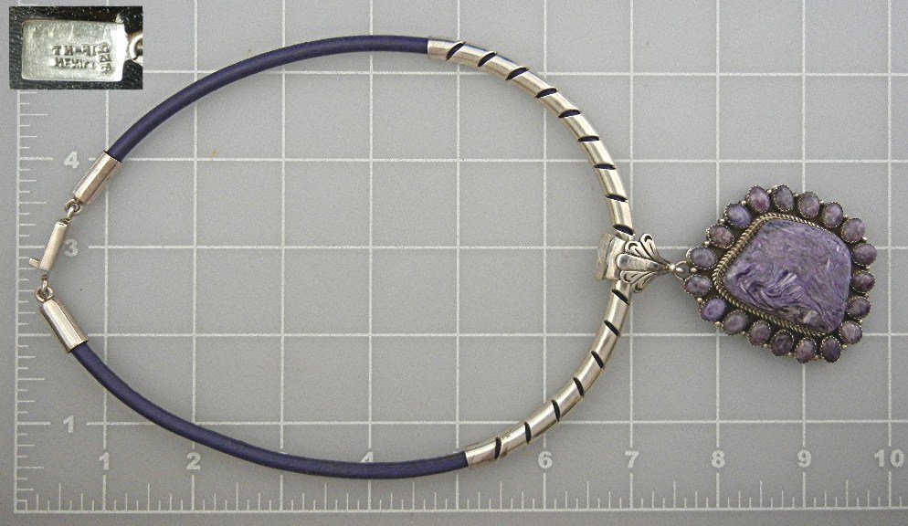 Navajo Russian Charoite Sterling Silver Necklace Shakey