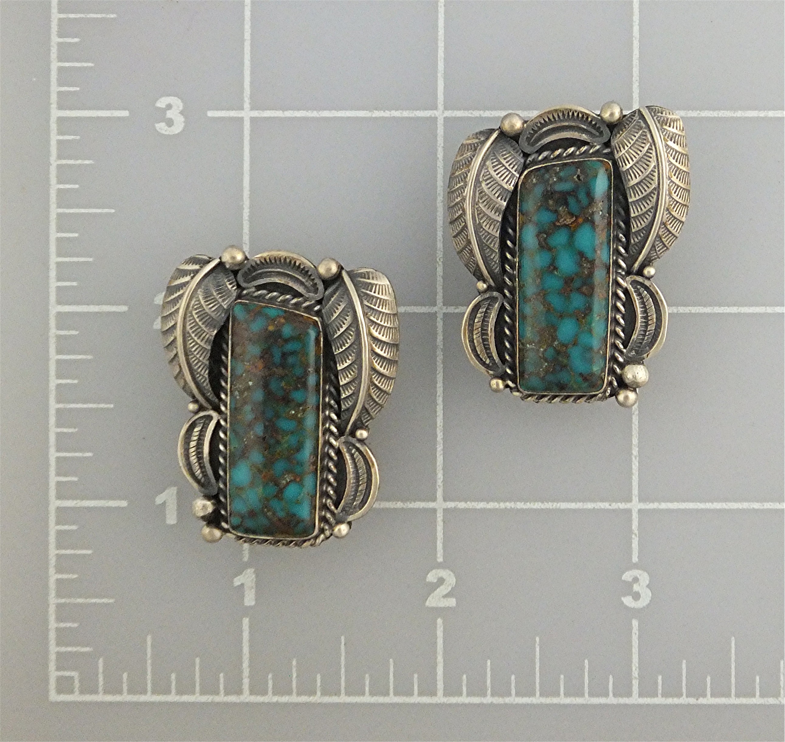 KIRK SMITH Sterling Silver Turquoise Clip Earrings