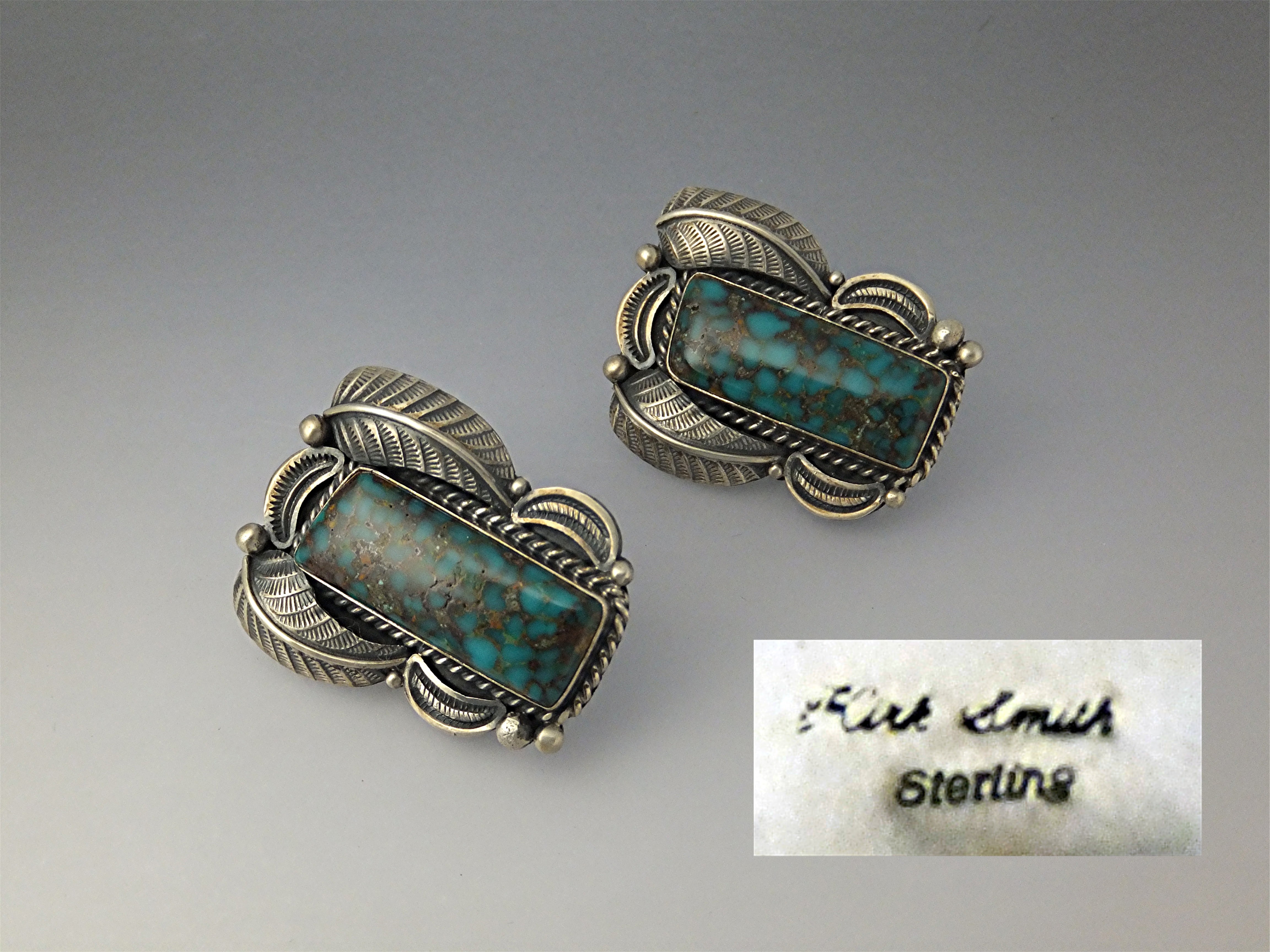 KIRK SMITH Sterling Silver Turquoise Clip Earrings