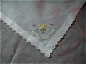 Linen Handkerchief with Yellow Flower