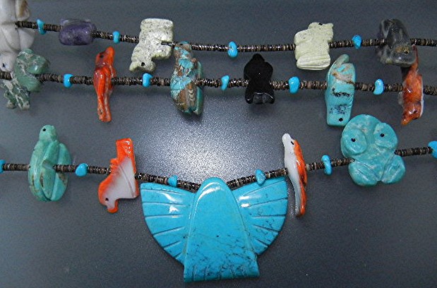 Native American Stacey Turpen Carved Fetish 5 Strands