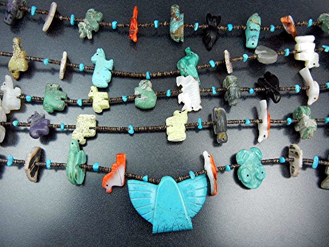 Native American Stacey Turpen Carved Fetish 5 Strands