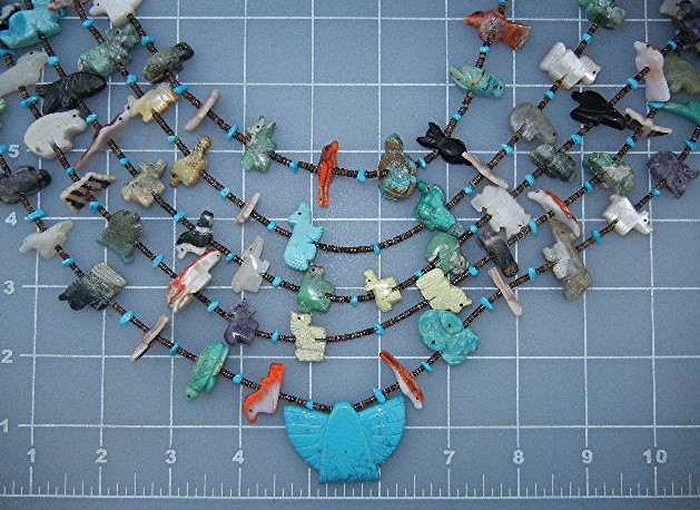 Native American Stacey Turpen Carved Fetish 5 Strands