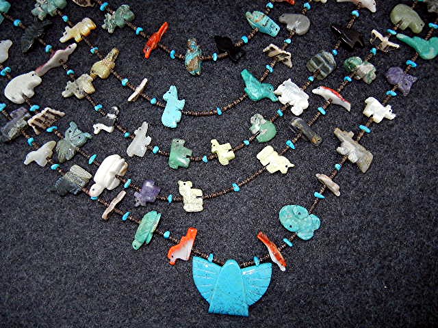 Native American Stacey Turpen Carved Fetish 5 Strands