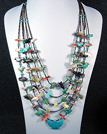 Native American Stacey Turpen Carved Fetish 5 Strands