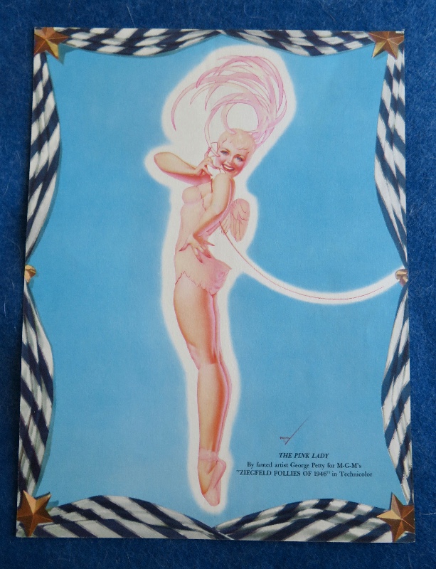 Original 1940's The Pink Lady Pin Up Wearing A Pink Outfit & A Pink Headdress By George Petty