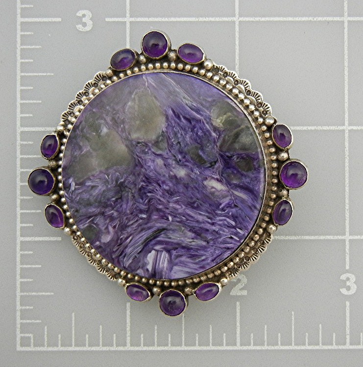 David Troutman Russian Charoite Sterling Silver Pin