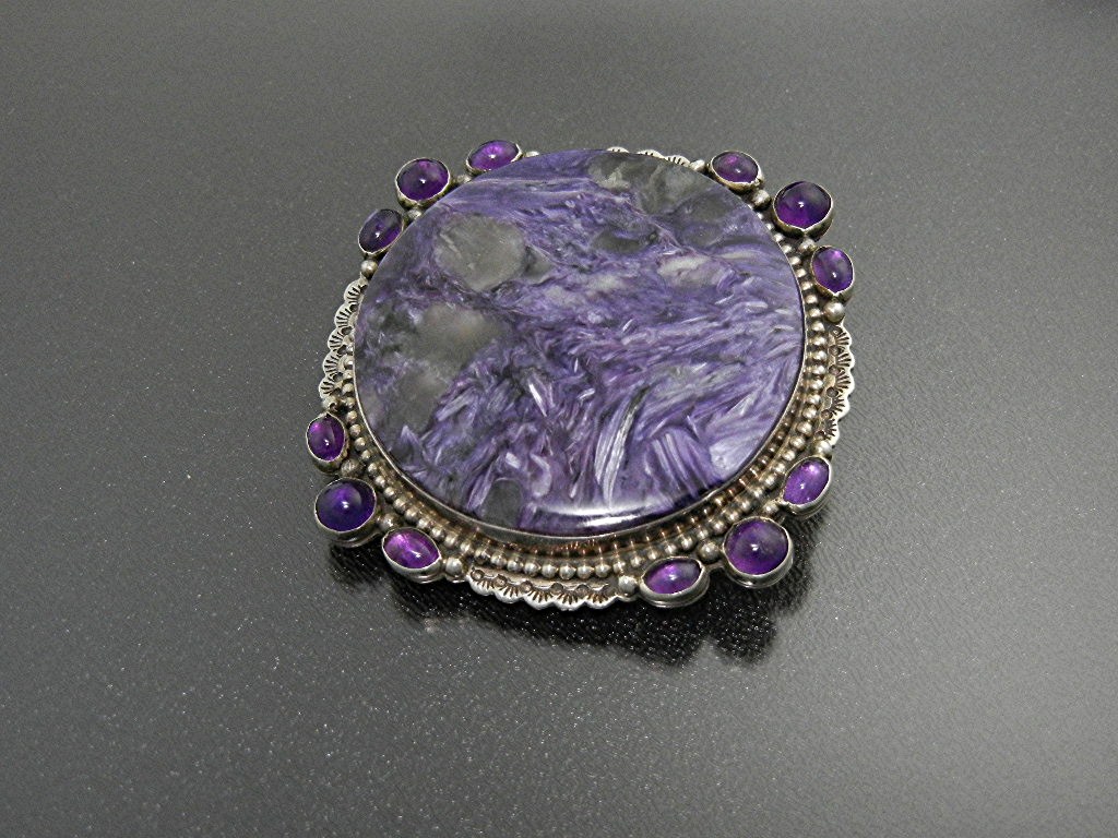 David Troutman Russian Charoite Sterling Silver Pin