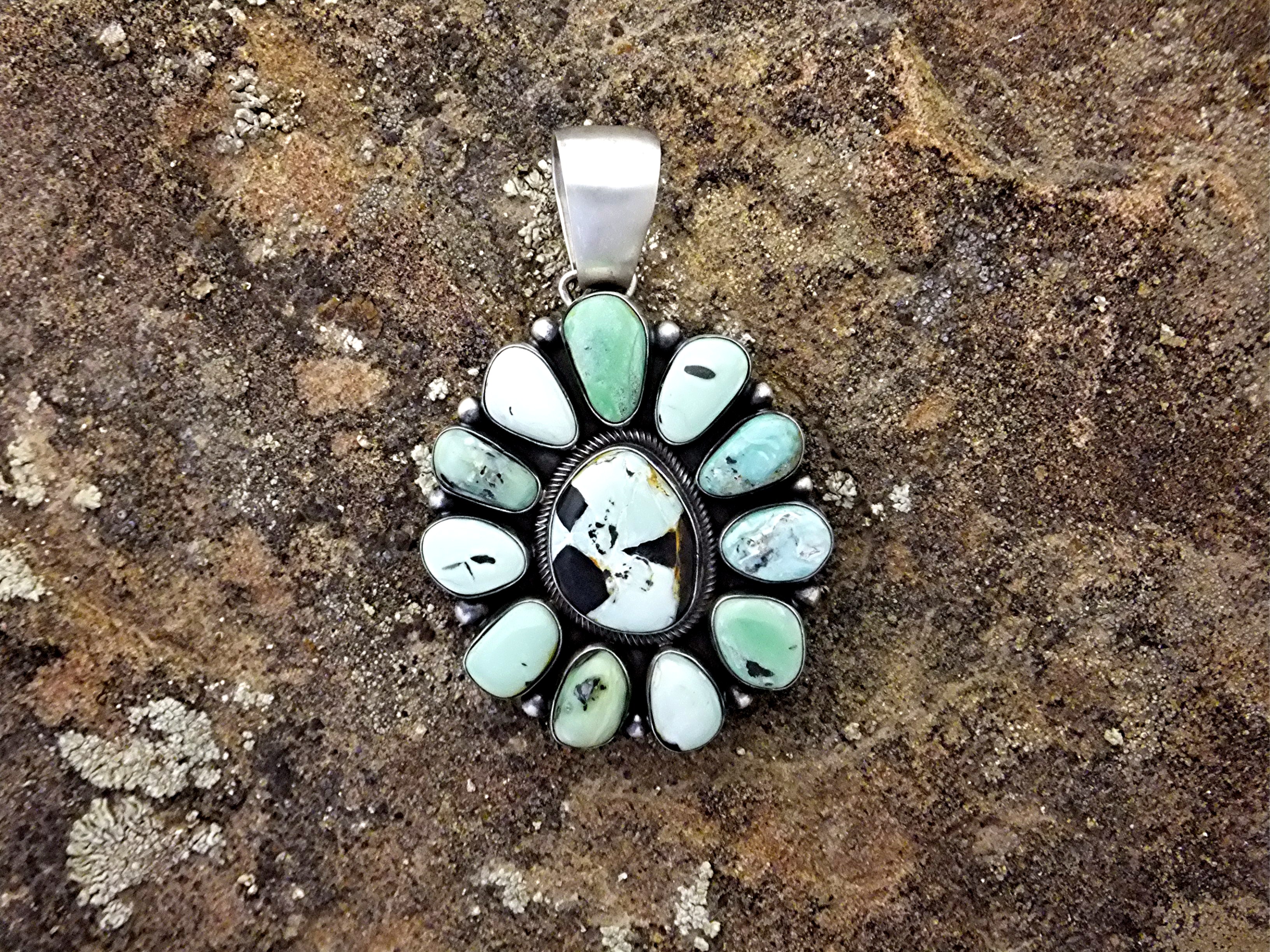 Carico  Lake Turquoise Sterling Silver BRD Pendant