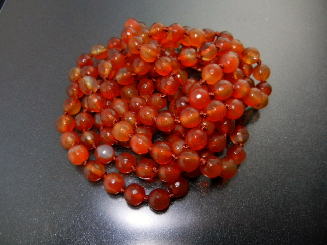Carnelian Faceted Bead Necklace 58 Inches