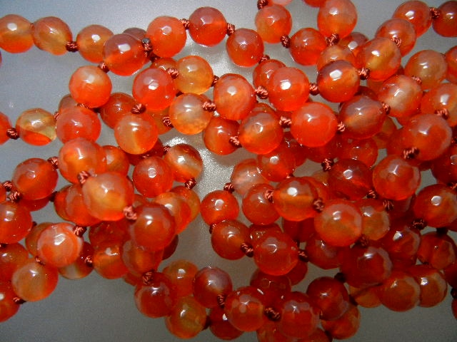 Carnelian Faceted Bead Necklace 58 Inches