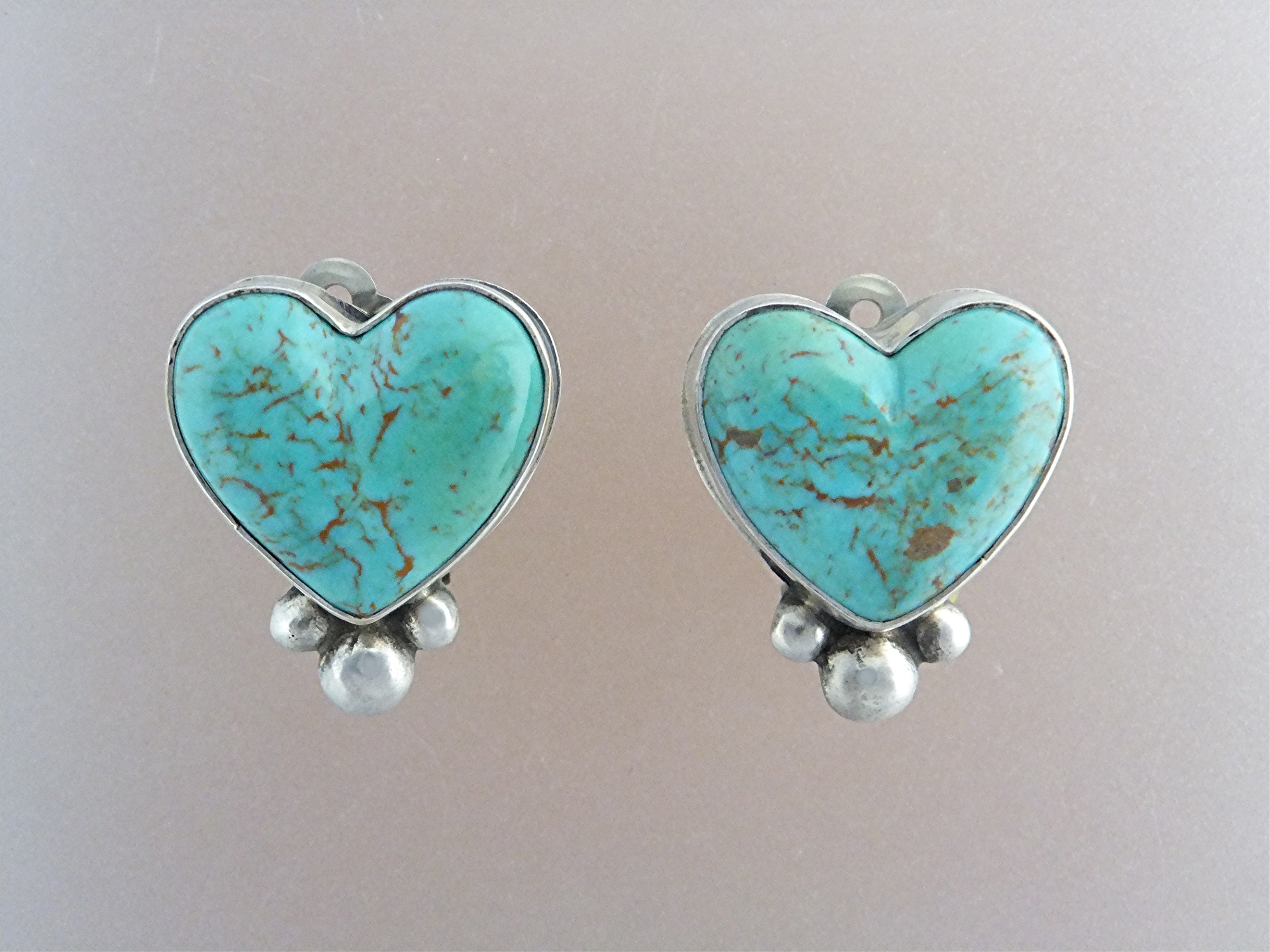 David Troutman Sterling Silver Turquoise Heart Clip Ear