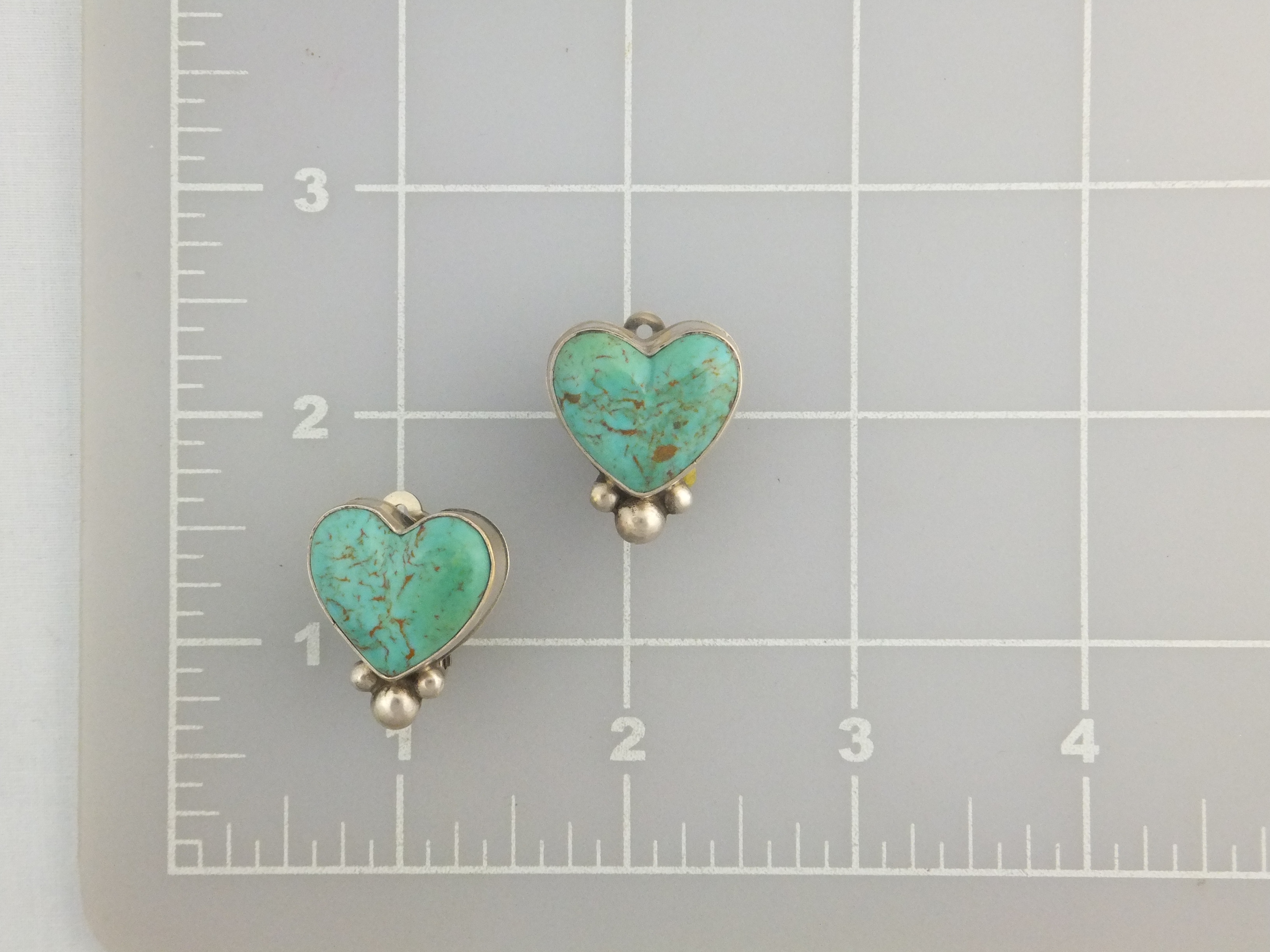 David Troutman Sterling Silver Turquoise Heart Clip Ear