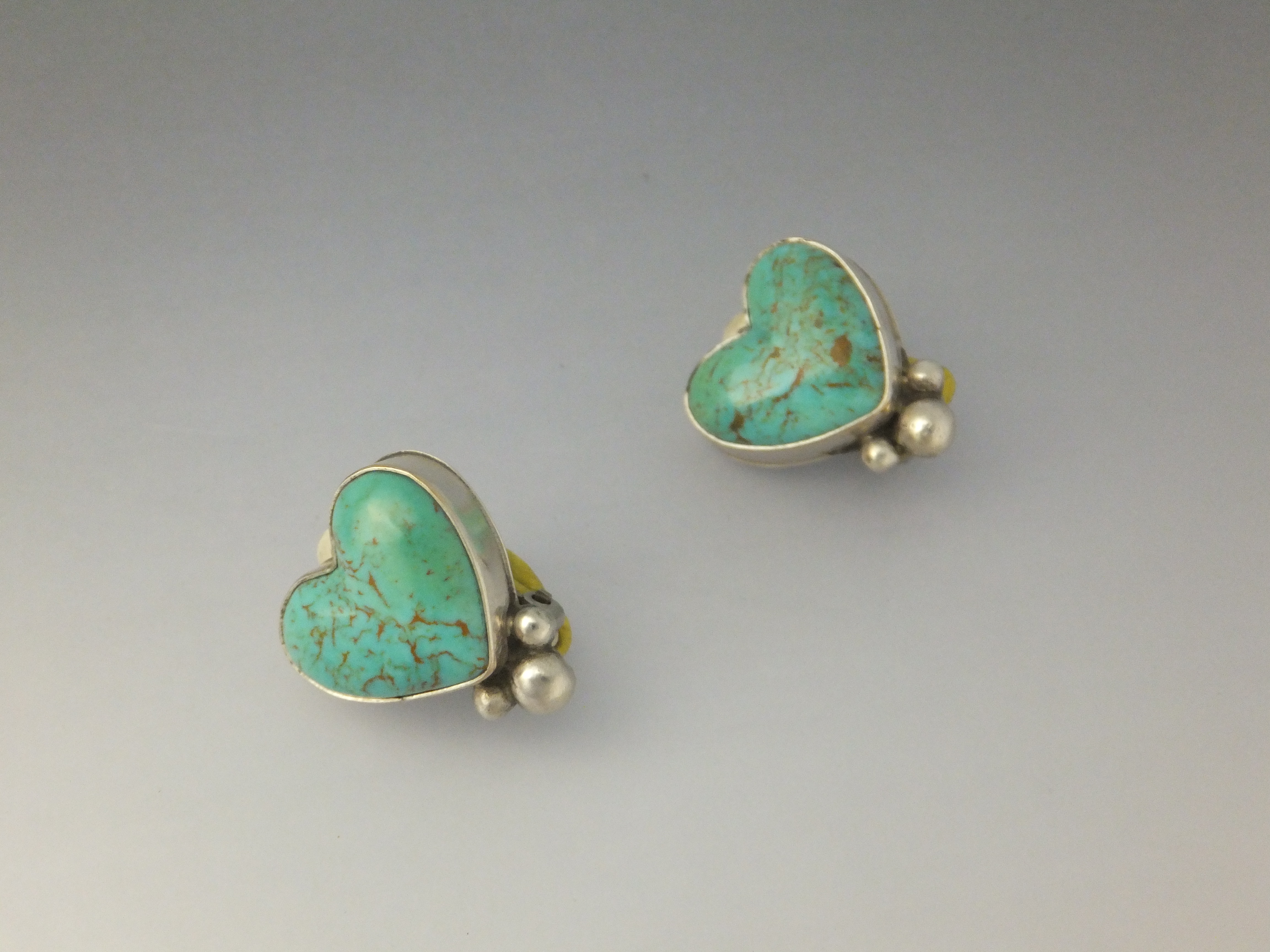 David Troutman Sterling Silver Turquoise Heart Clip Ear