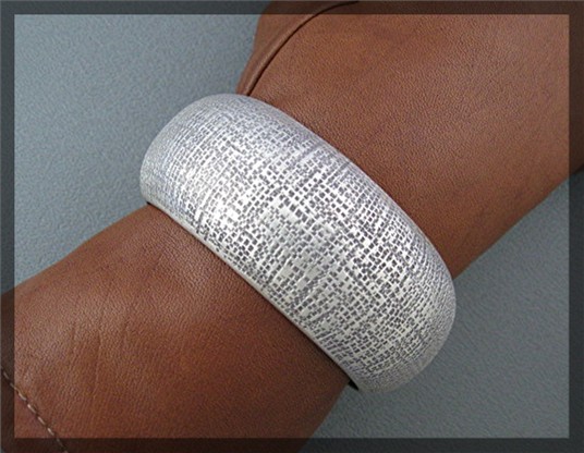 Bracelet Silver Wide Weave Cuff