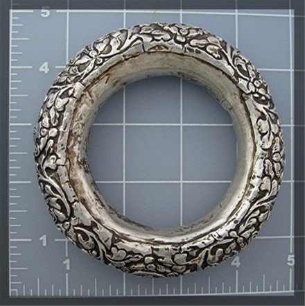 Bracelet Silver Flowers Leaves Bangle Handmade NEPAL