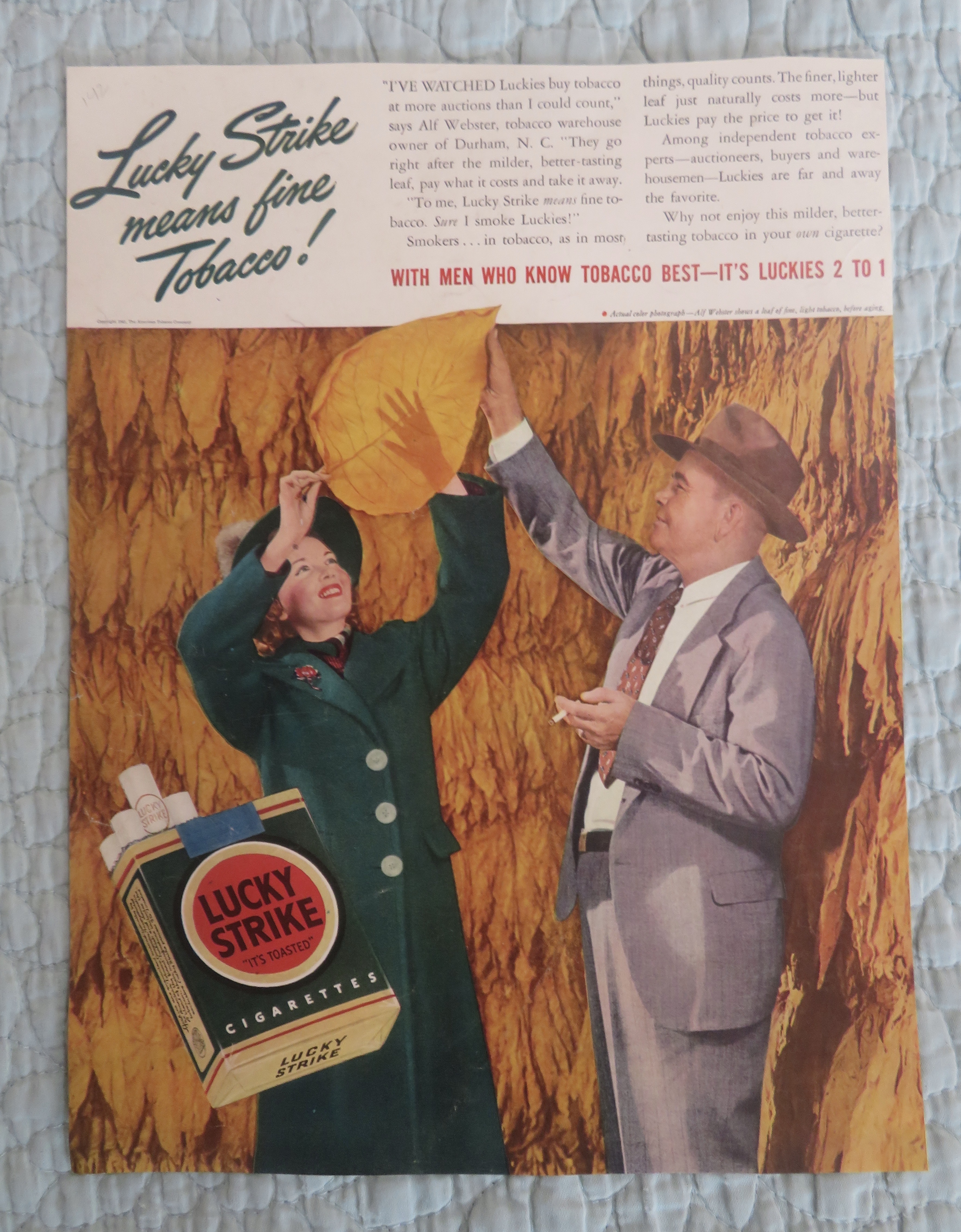 1941 Lucky Strike Cigarettes with Man & Woman & Leaf