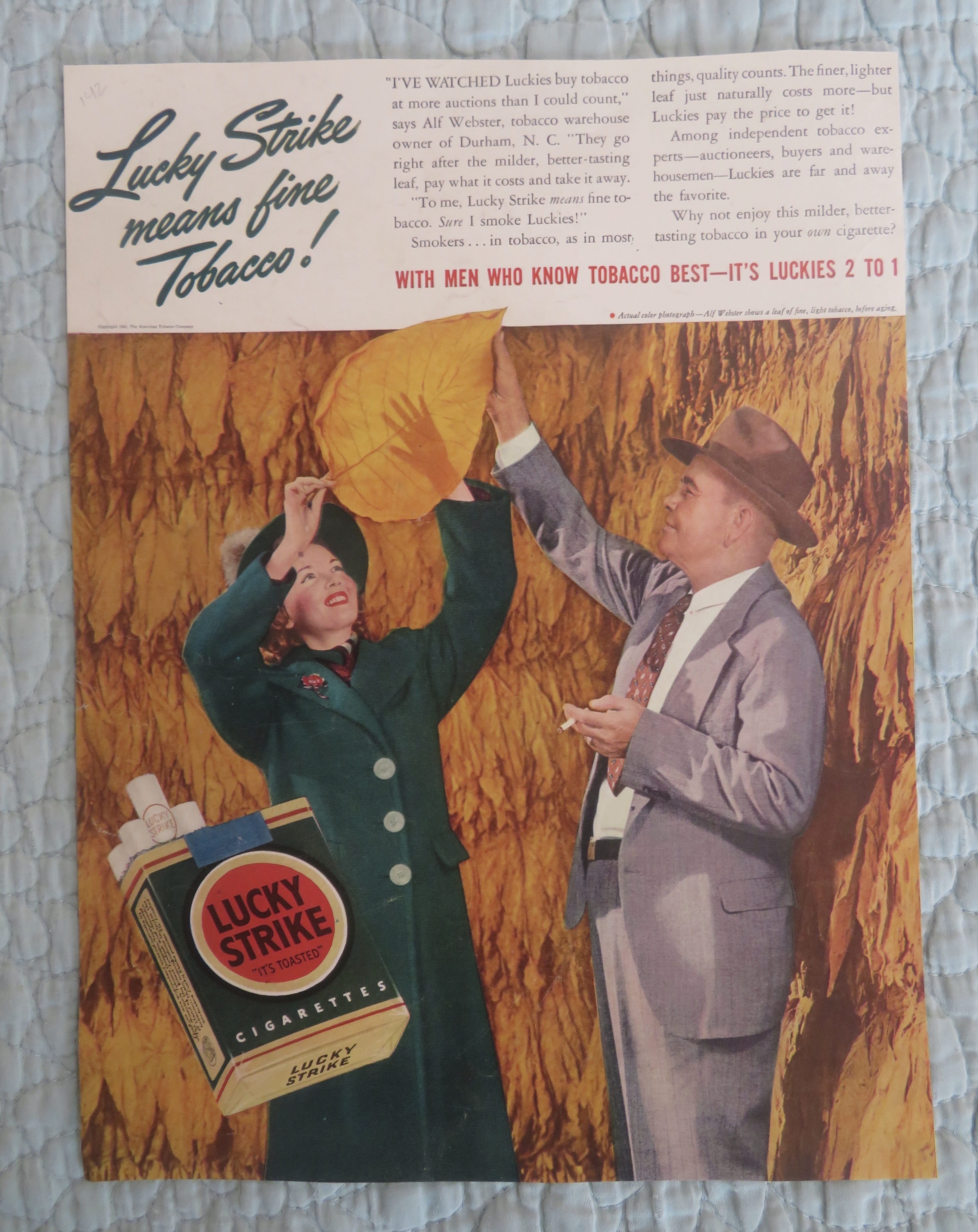 1941 Lucky Strike Cigarettes with Man & Woman & Leaf