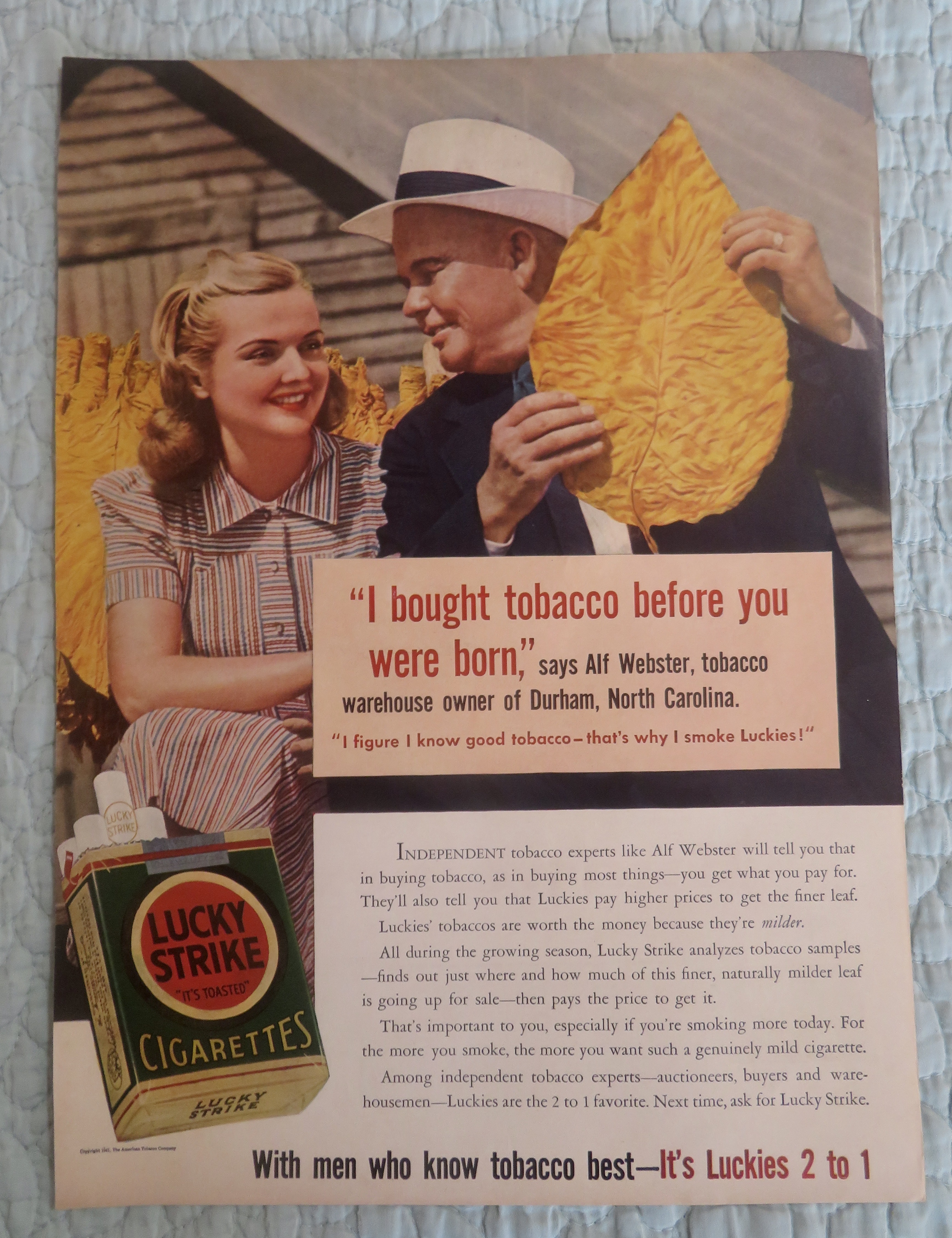 1941 Lucky Strike Cigarette with Alf Webster