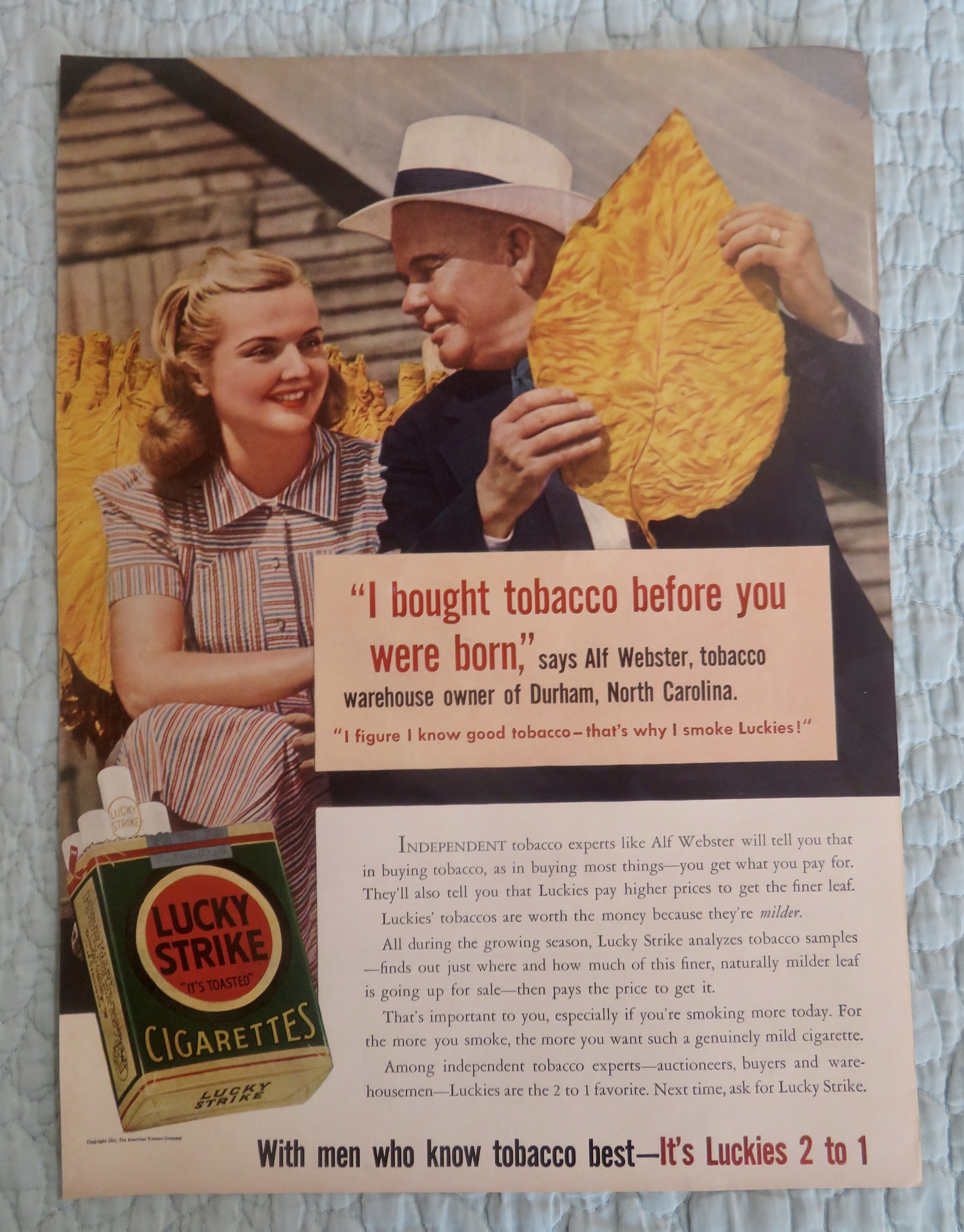1941 Lucky Strike Cigarette with Alf Webster