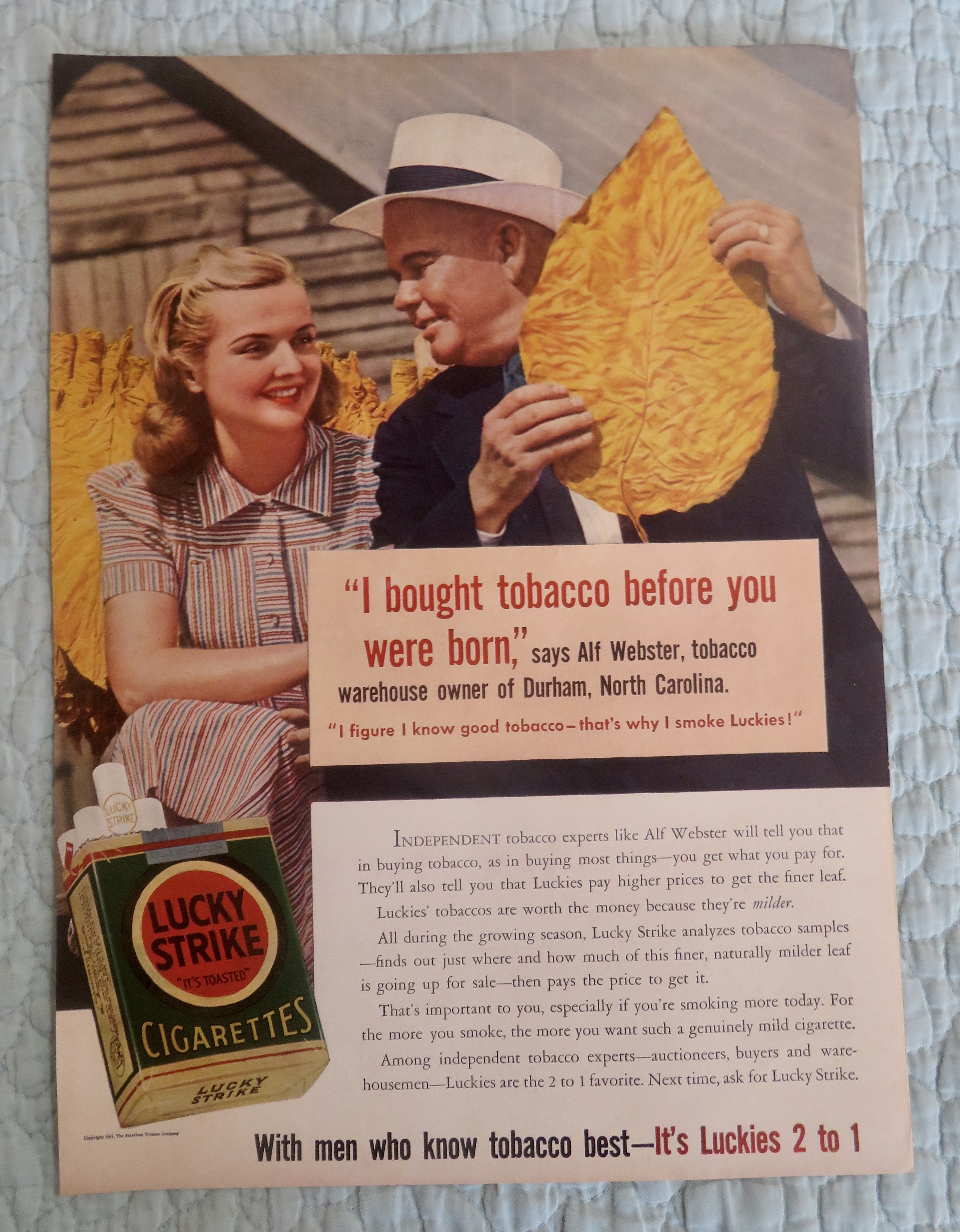 1941 Lucky Strike Cigarette with Alf Webster