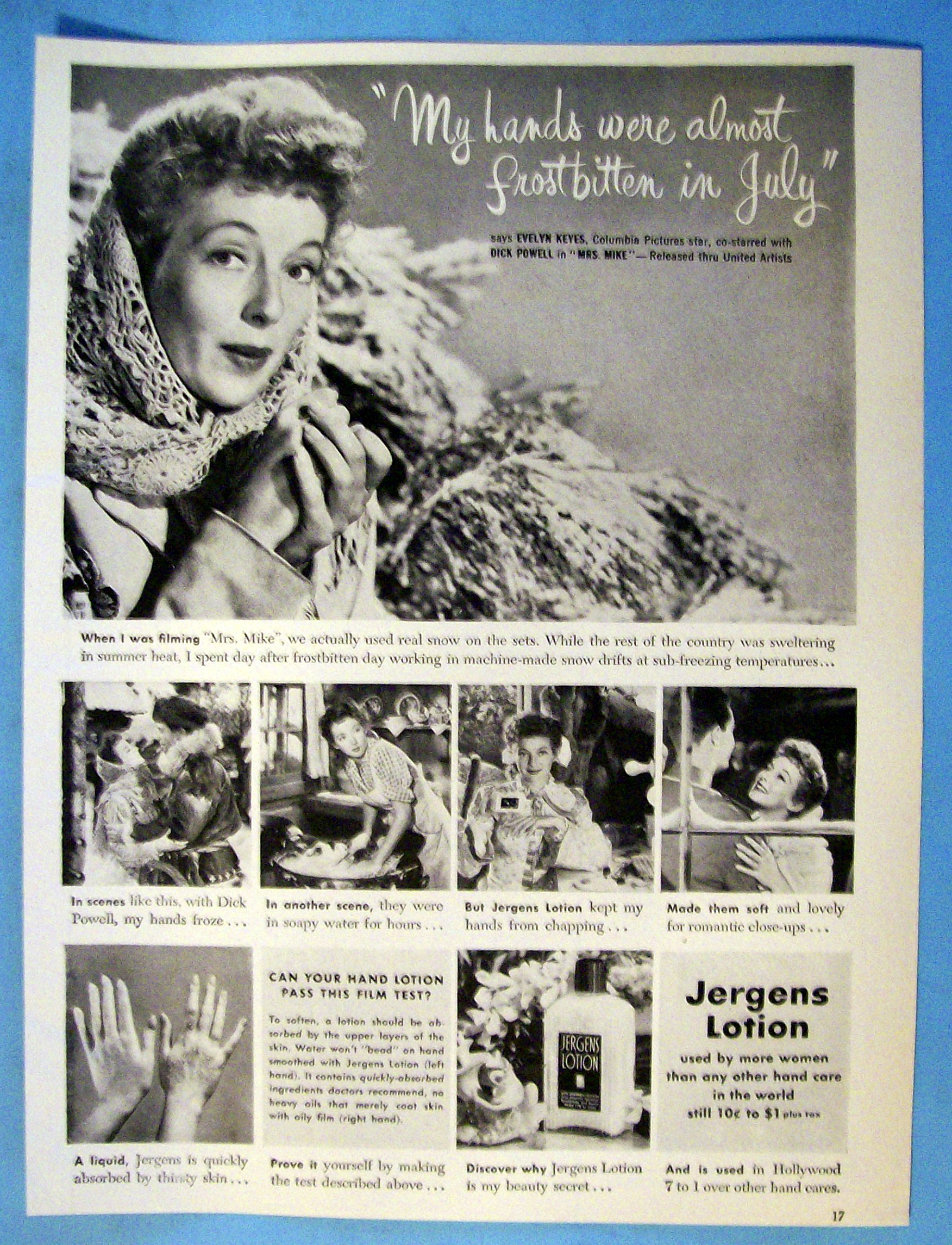 1949 Jergens Lotion with Evelyn Keyes