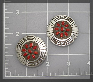 Rosco Scott Sterling Silver Mediterranean Coral Clip Ea