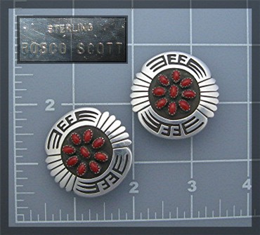 Rosco Scott Sterling Silver Mediterranean Coral Clip Ea