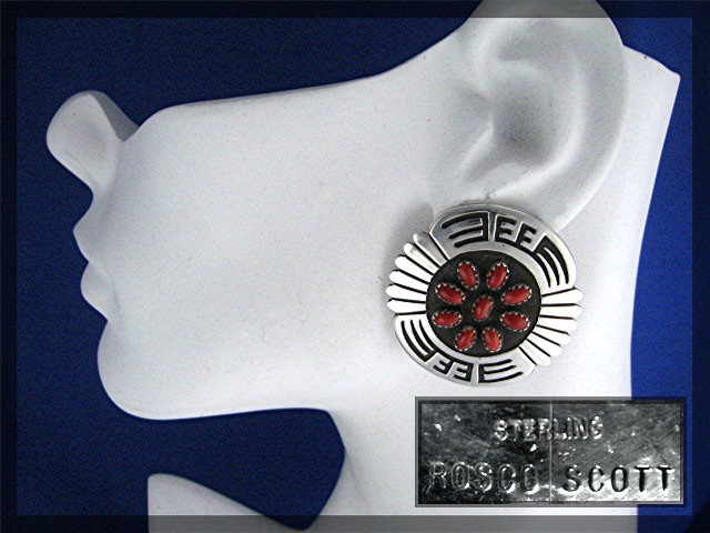 Rosco Scott Sterling Silver Mediterranean Coral Clip Ea