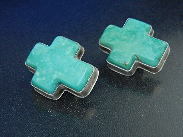 David Troutman Turquoise Sterling Silver Cross Clip Ear