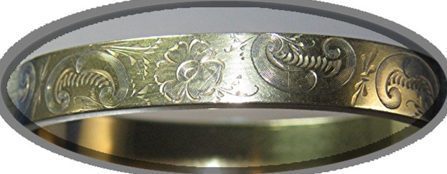 Bracelet Gold Fill Hinged Bangle Flowers Vines