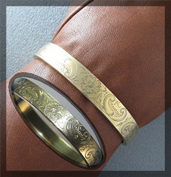 Bracelet Gold Fill Hinged Bangle Flowers Vines