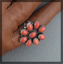 Native American Coral Sterling Silver Ring